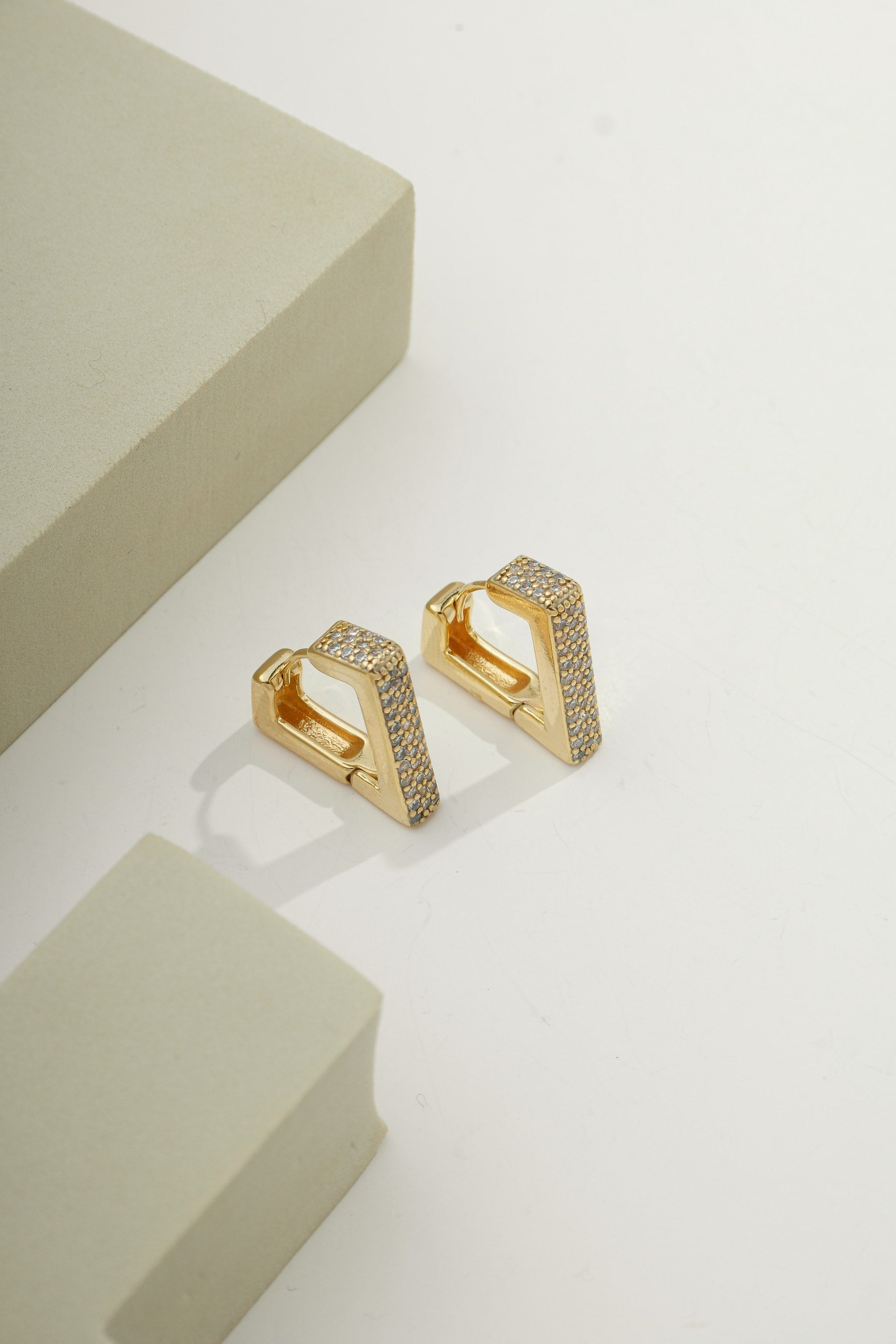 V-Shaped Pavé Huggie Earrings