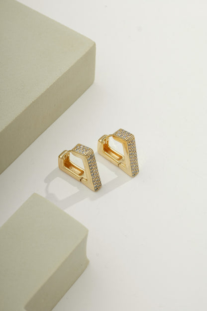 V-Shaped Pavé Huggie Earrings