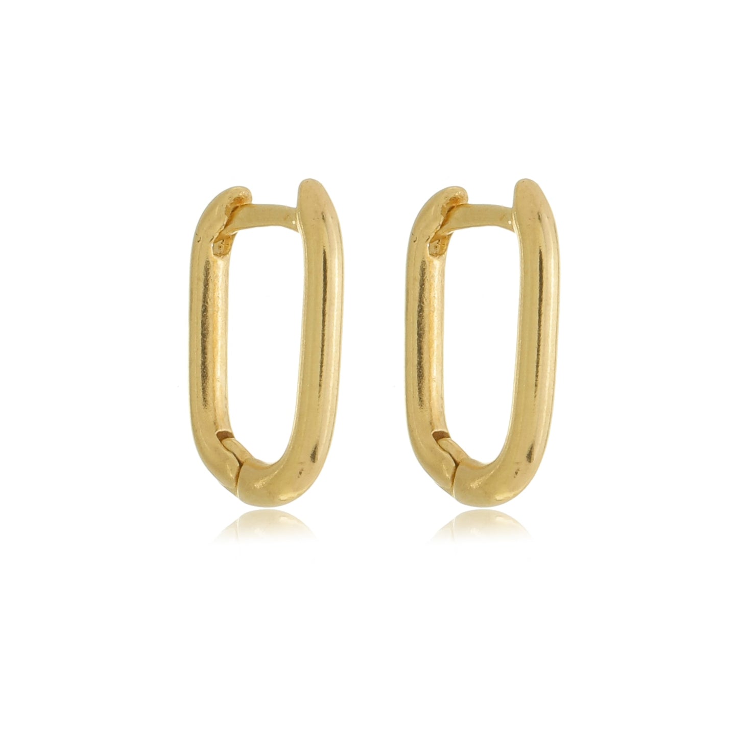 Sleek Rectangle Huggie Gold