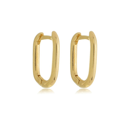 Sleek Rectangle Huggie Gold