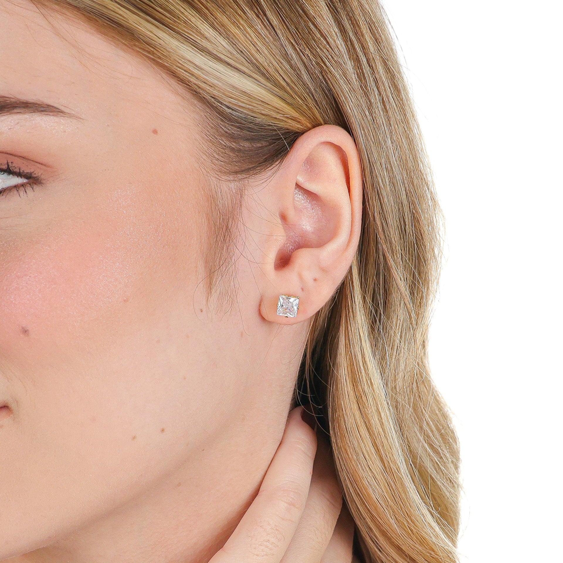Princess Cut Stud Earring