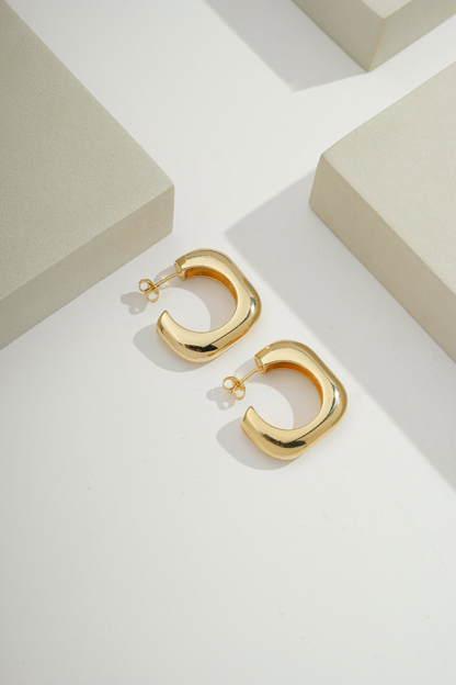 Chunky Square Hoop Gold