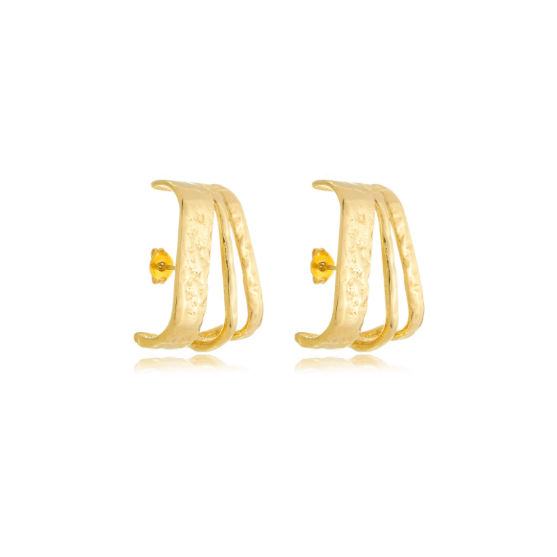 Hammered Statement Arc Earrings Gold
