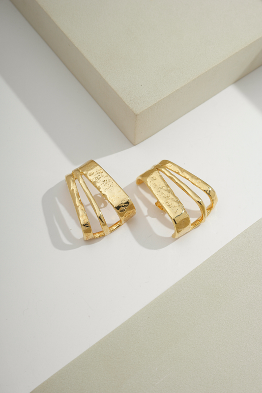 Hammered Statement Arc Earrings Gold