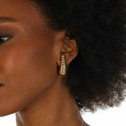 Twisted Glam Teardrop Huggie Gold