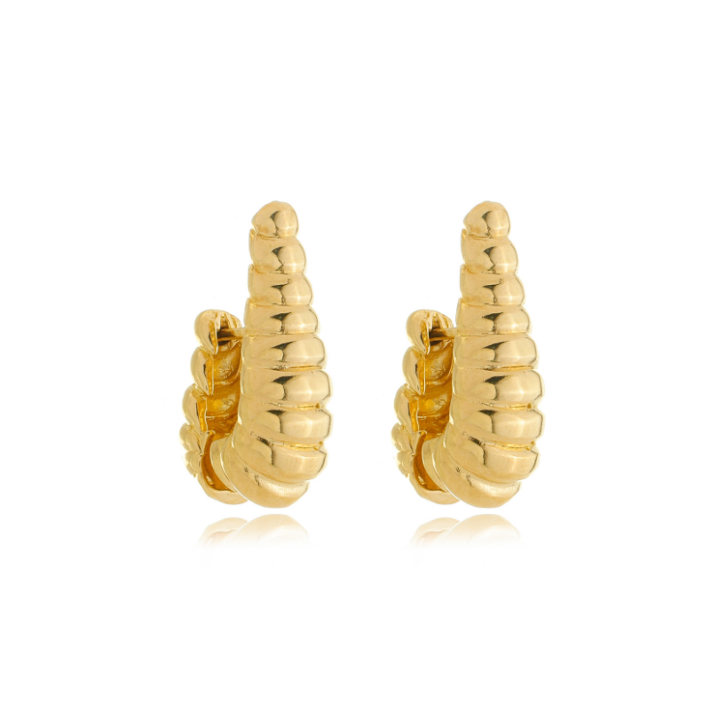 Twisted Glam Teardrop Huggie Gold