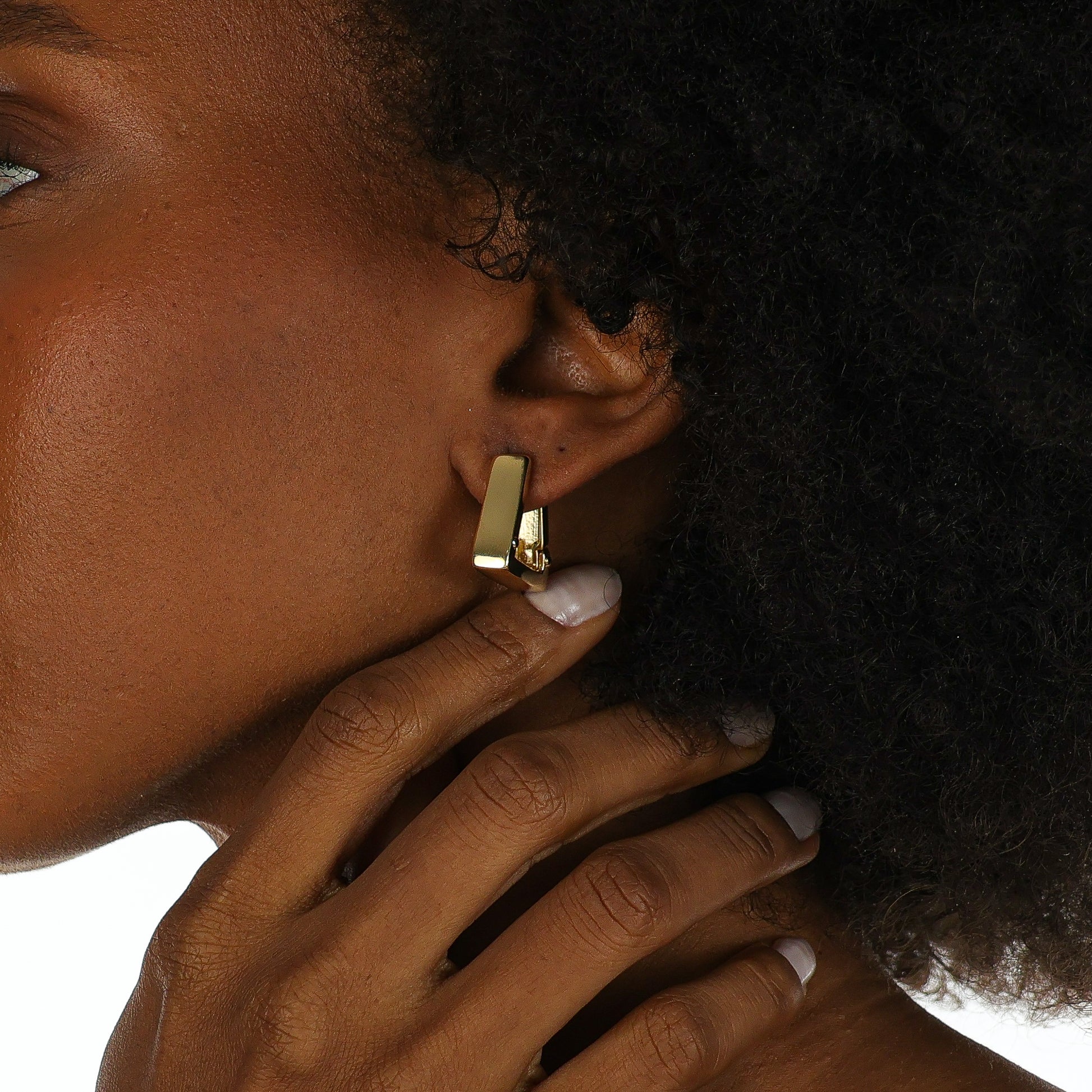 Angular Triangle Hoop Gold