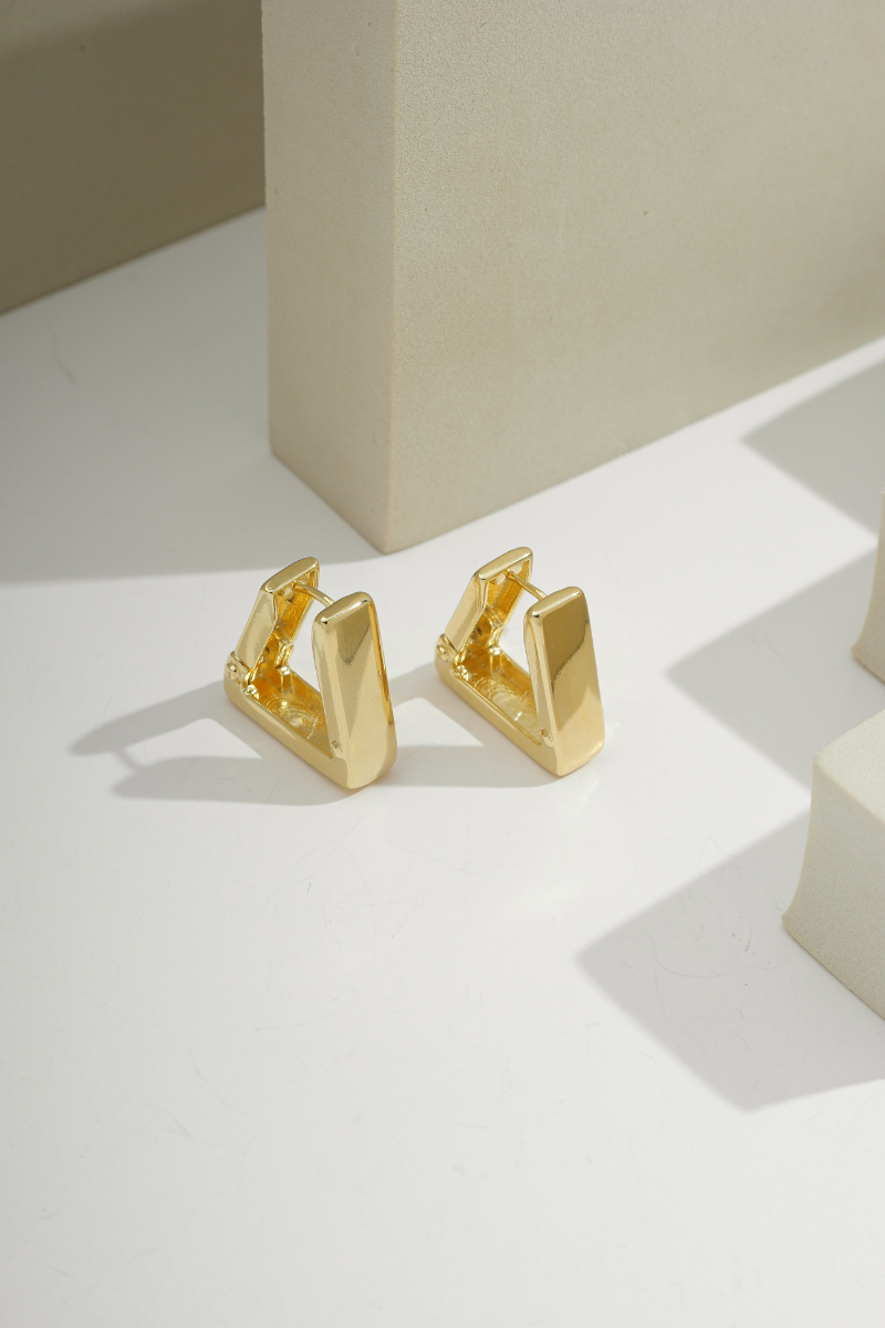 Angular Triangle Hoop Gold