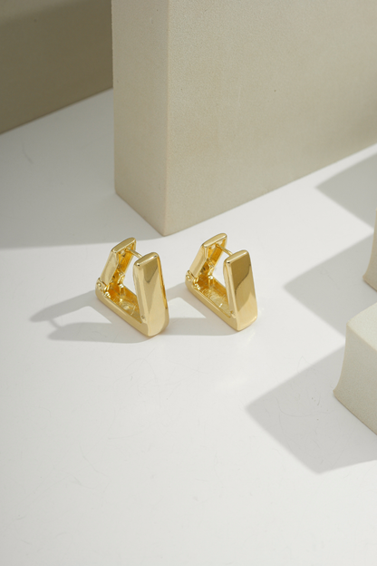 Angular Triangle Hoop Gold
