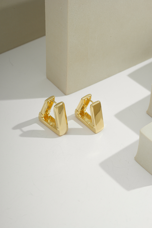 Angular Triangle Hoop Gold