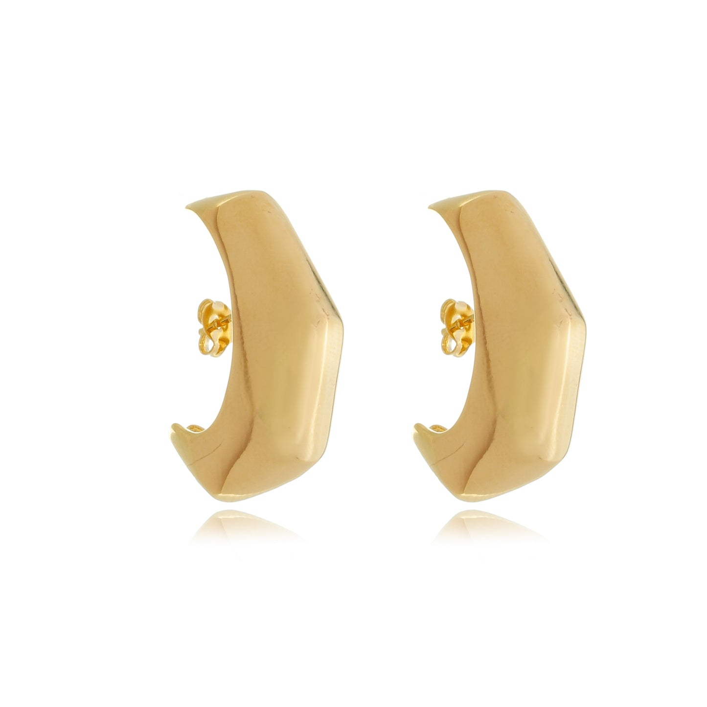 Bold Geometric Arc Earrings Gold