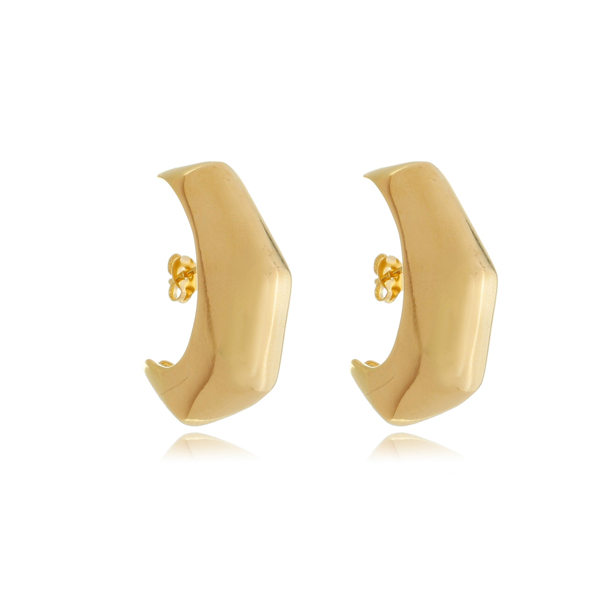 Bold Geometric Arc Earrings Gold