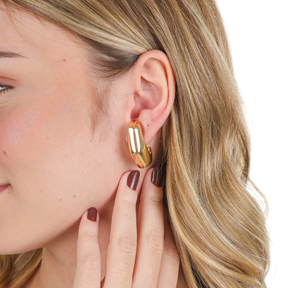 Bold Geometric Arc Earrings Gold