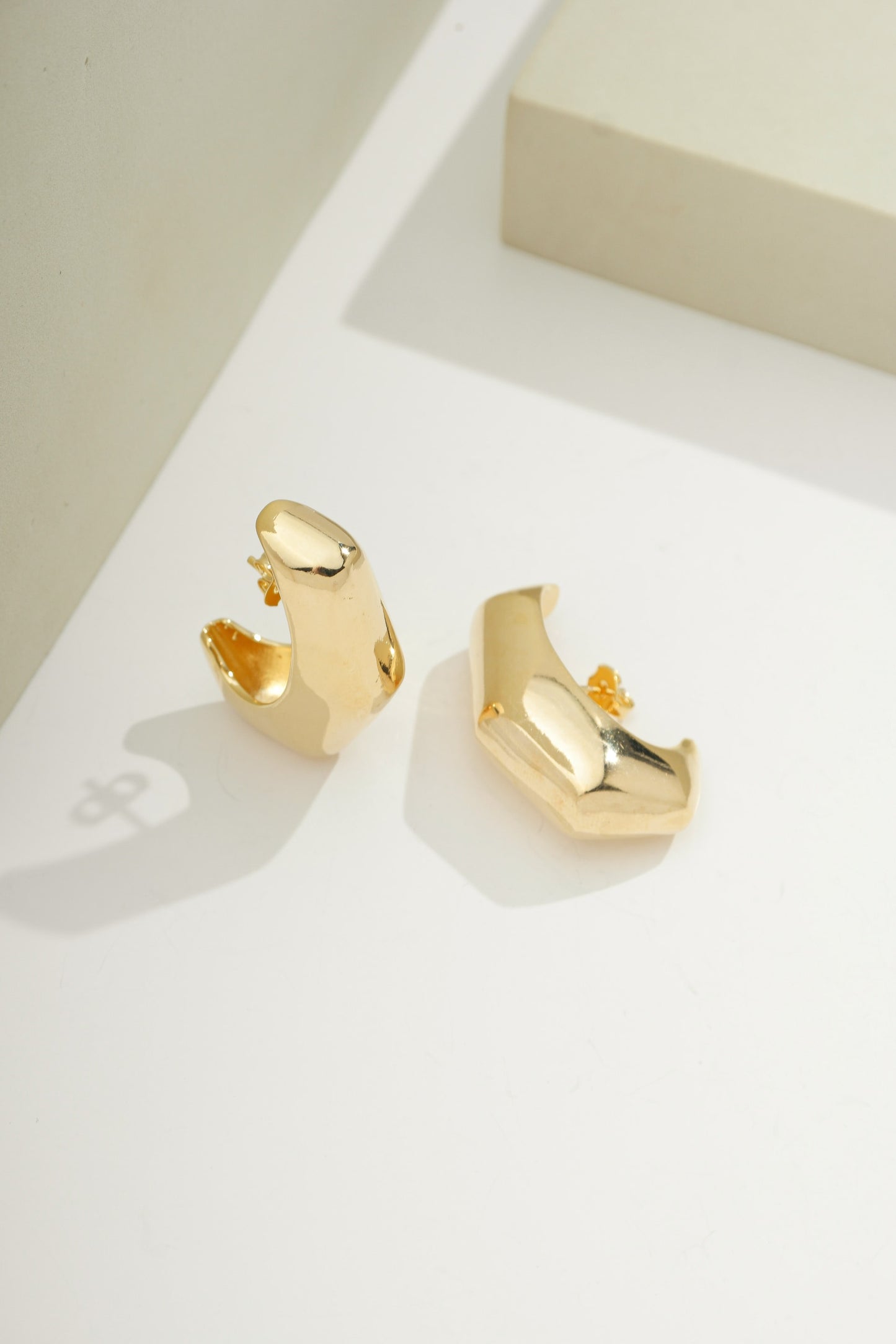 Bold Geometric Arc Earrings Gold