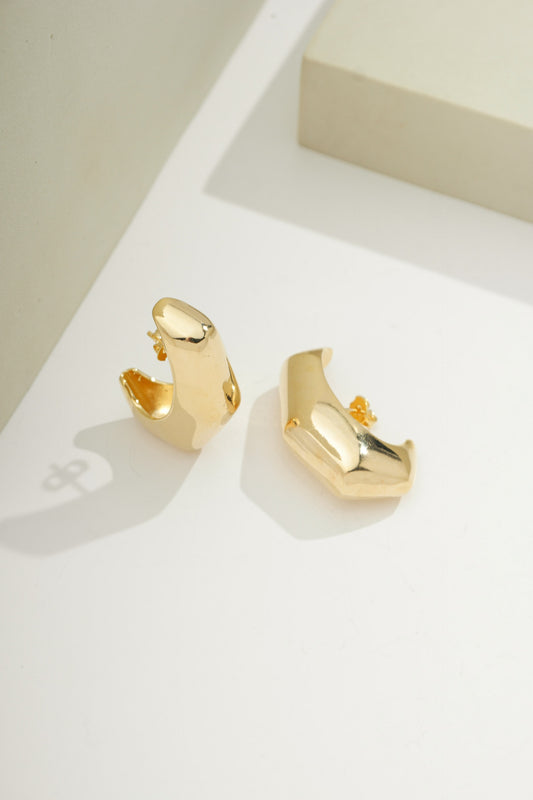 Bold Geometric Arc Earrings Gold
