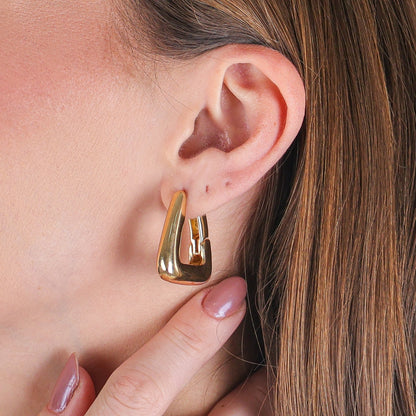 Bold Geometric Hoop Earrings Gold