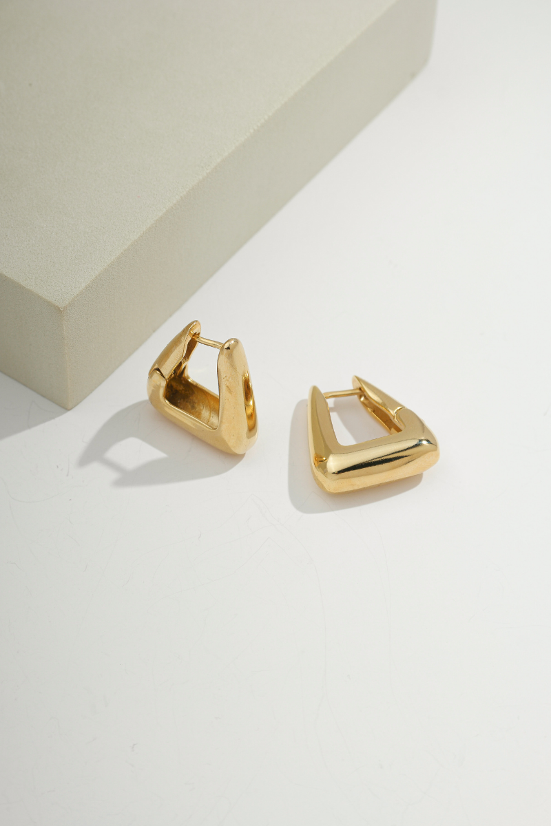 Rounded Triangle Hoop Gold