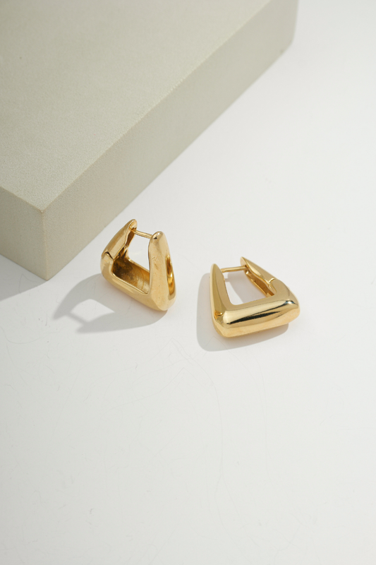 Rounded Triangle Hoop Gold