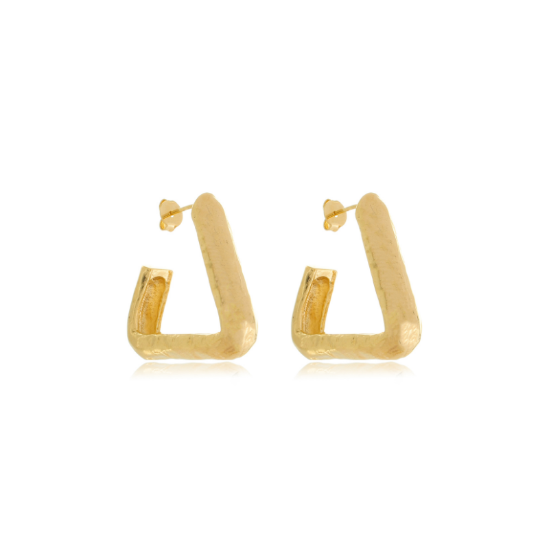 Hammered Triangular Hoops Gold