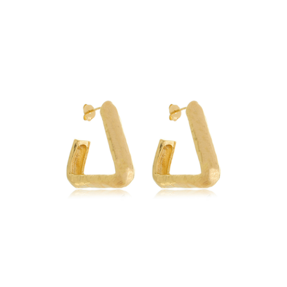 Hammered Triangular Hoops Gold
