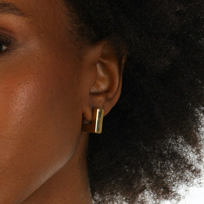 Square Statement Stud Gold