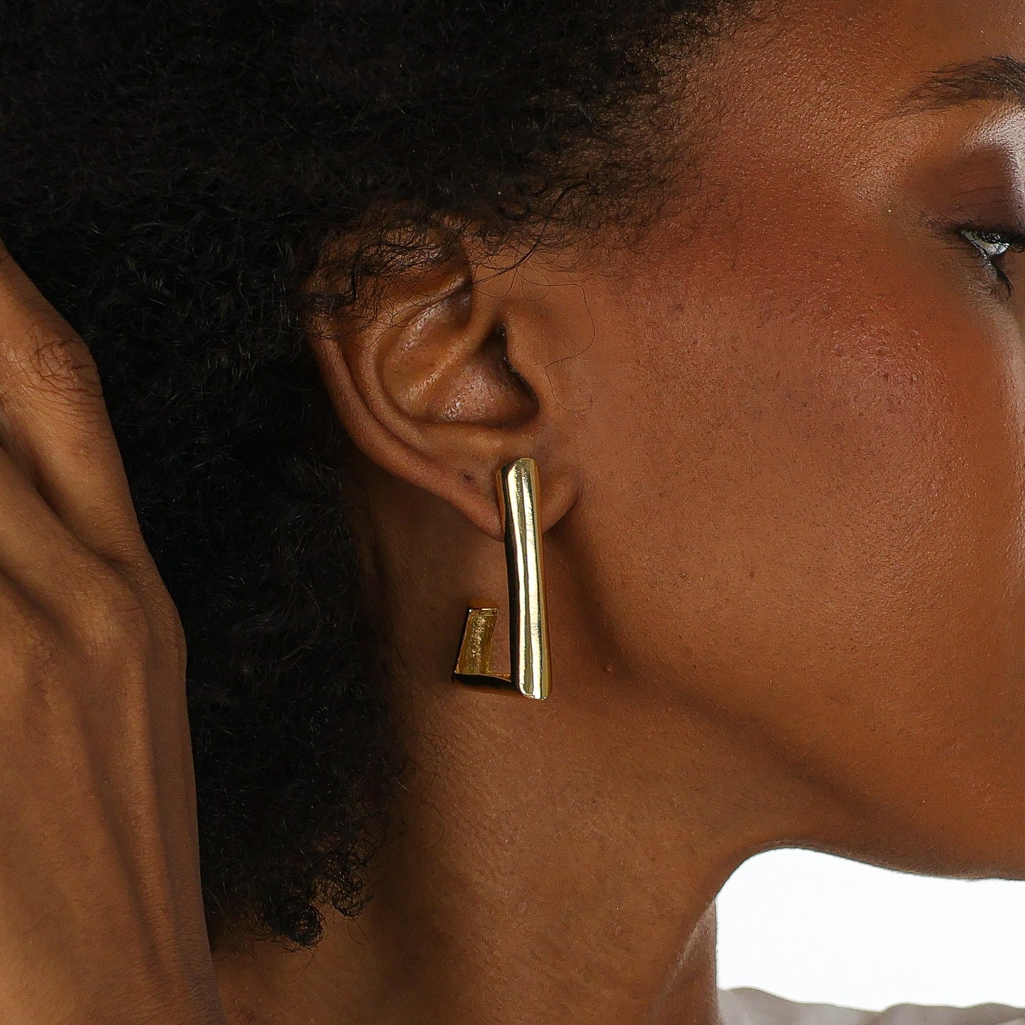 Freeform Triangle Hoops Gold