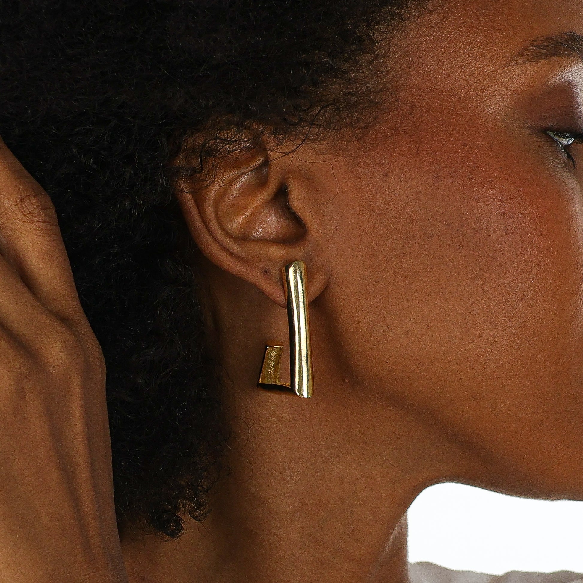 Freeform Triangle Hoops Gold