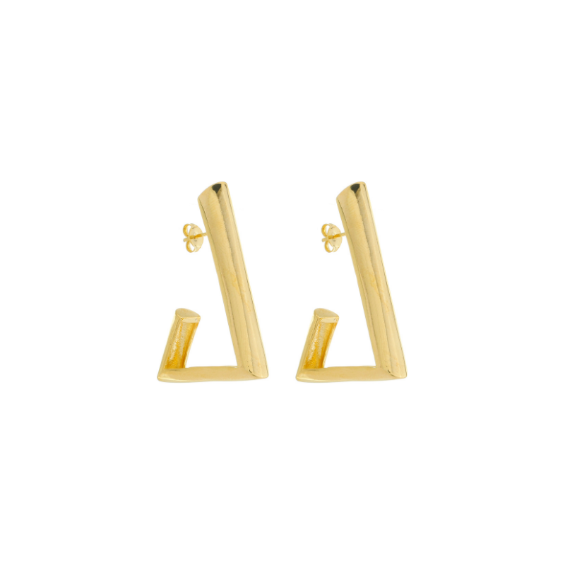 Freeform Triangle Hoops Gold