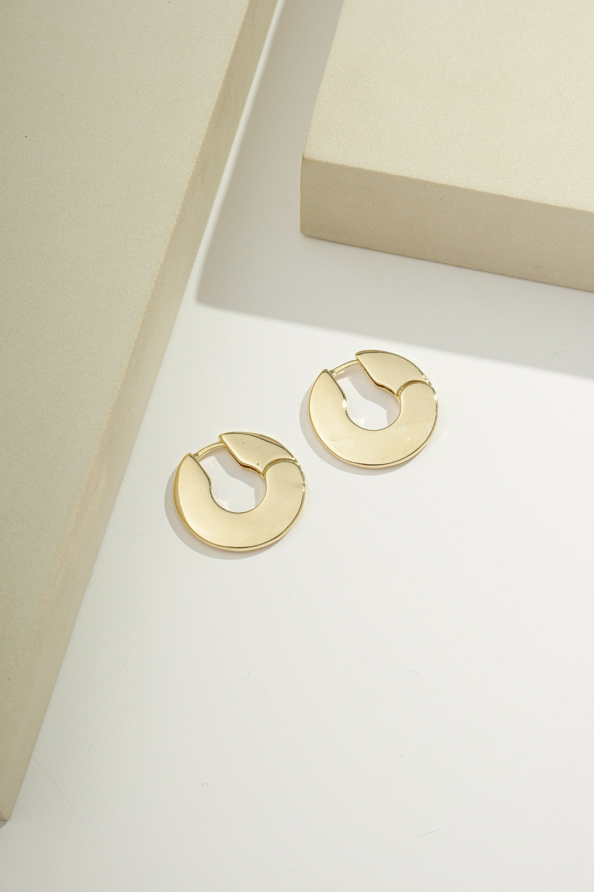 Flat Hoop Earrings Gold