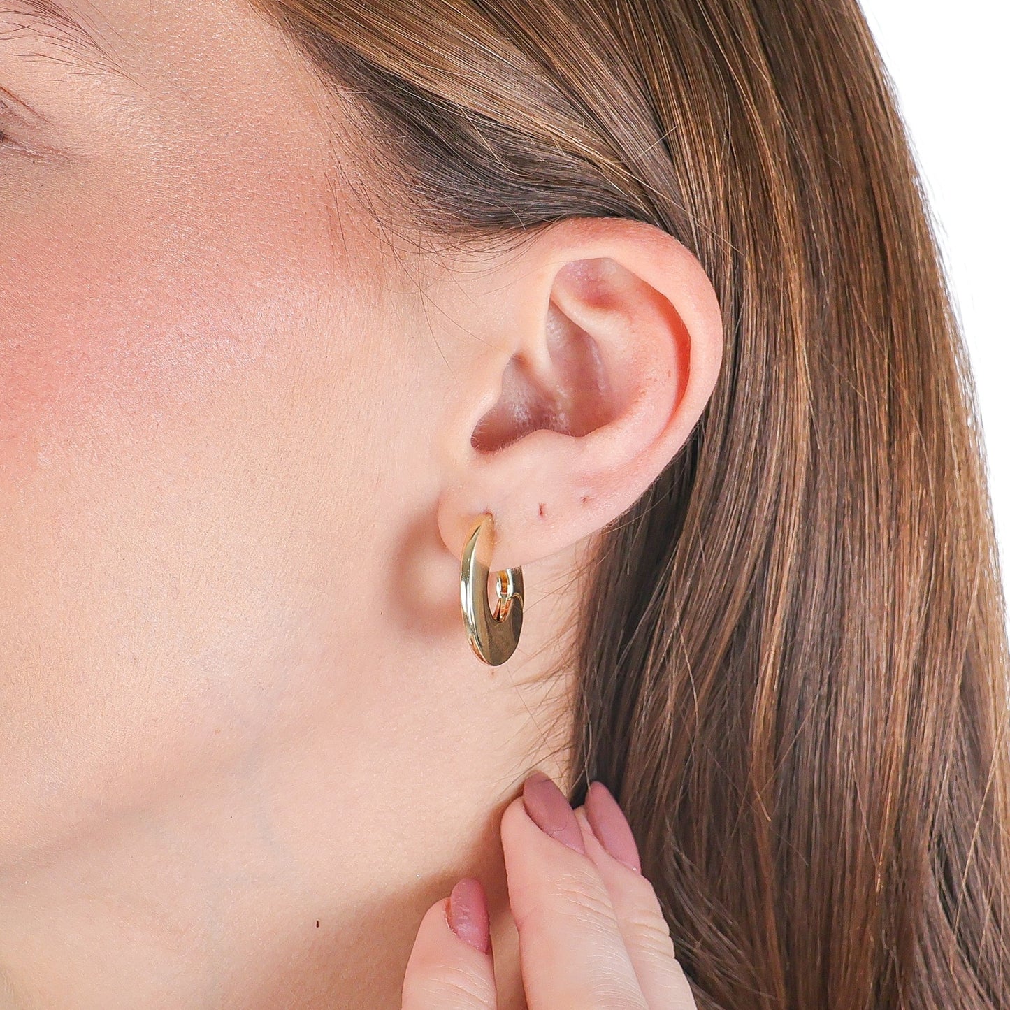Flat Hoop Earrings Gold