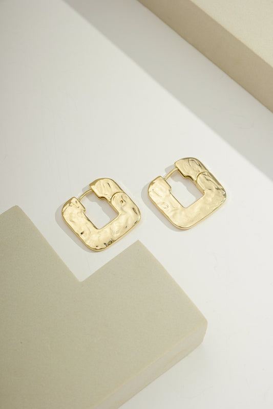 Textured Square Hoop Gold