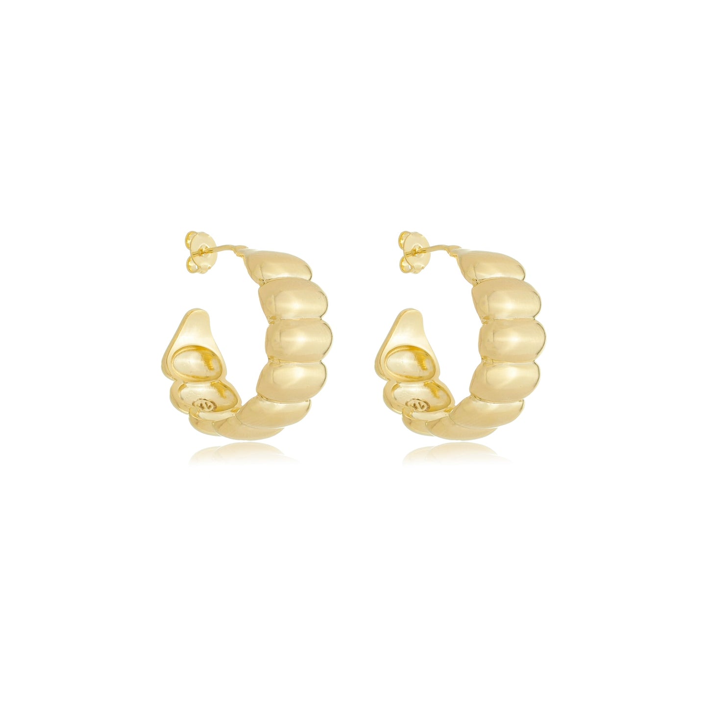 Radiant Ribbed Hoops Gold