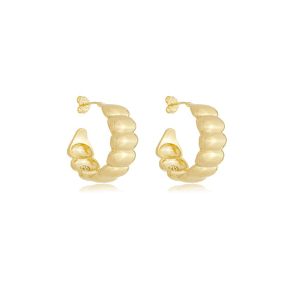 Radiant Ribbed Hoops Gold