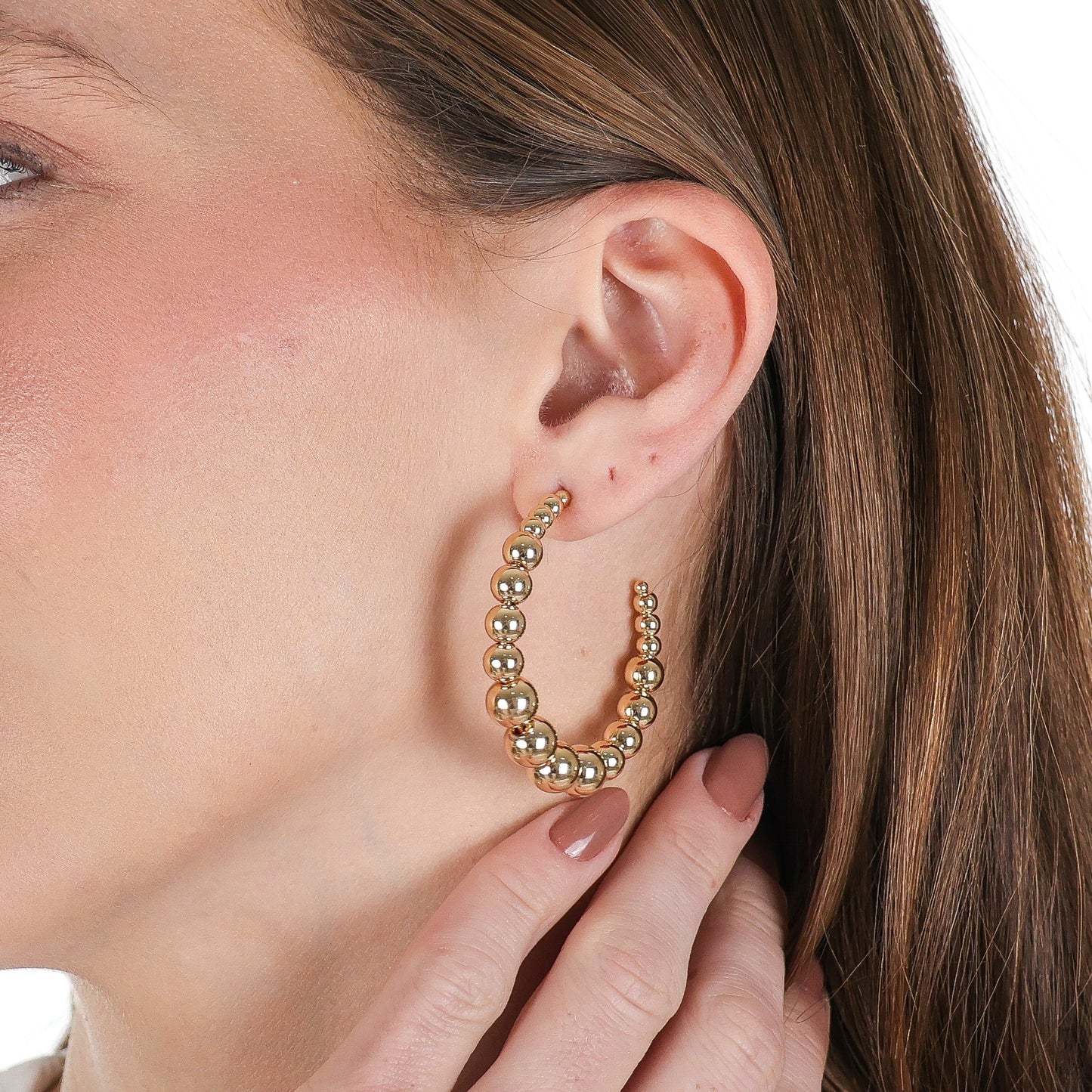 Graduated Beaded Hoop Earrings