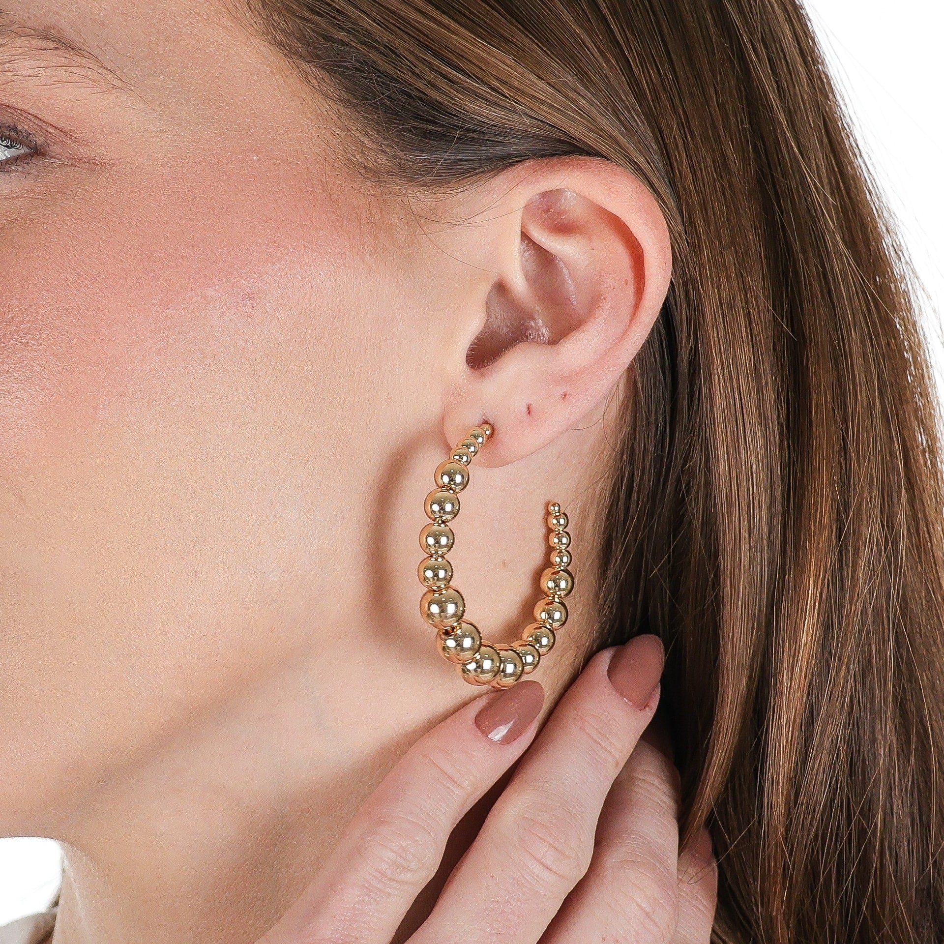 Graduated Beaded Hoop Earrings