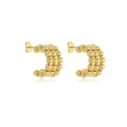 Tri-Bead Mini Hoops Gold