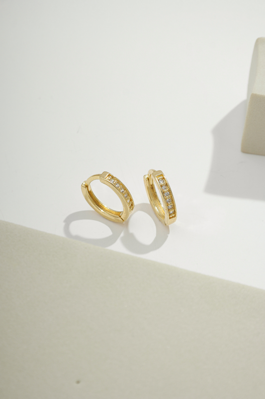 Beach Shine Pavé Huggie Gold
