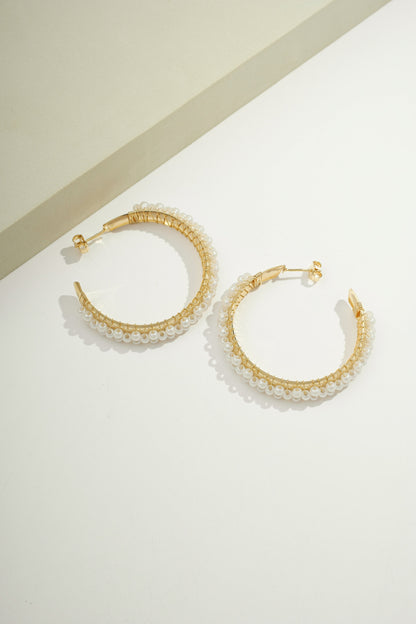 Grande Treasured Pearl Hoops Gold