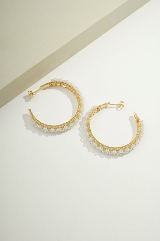Grande Treasured Pearl Hoops Gold