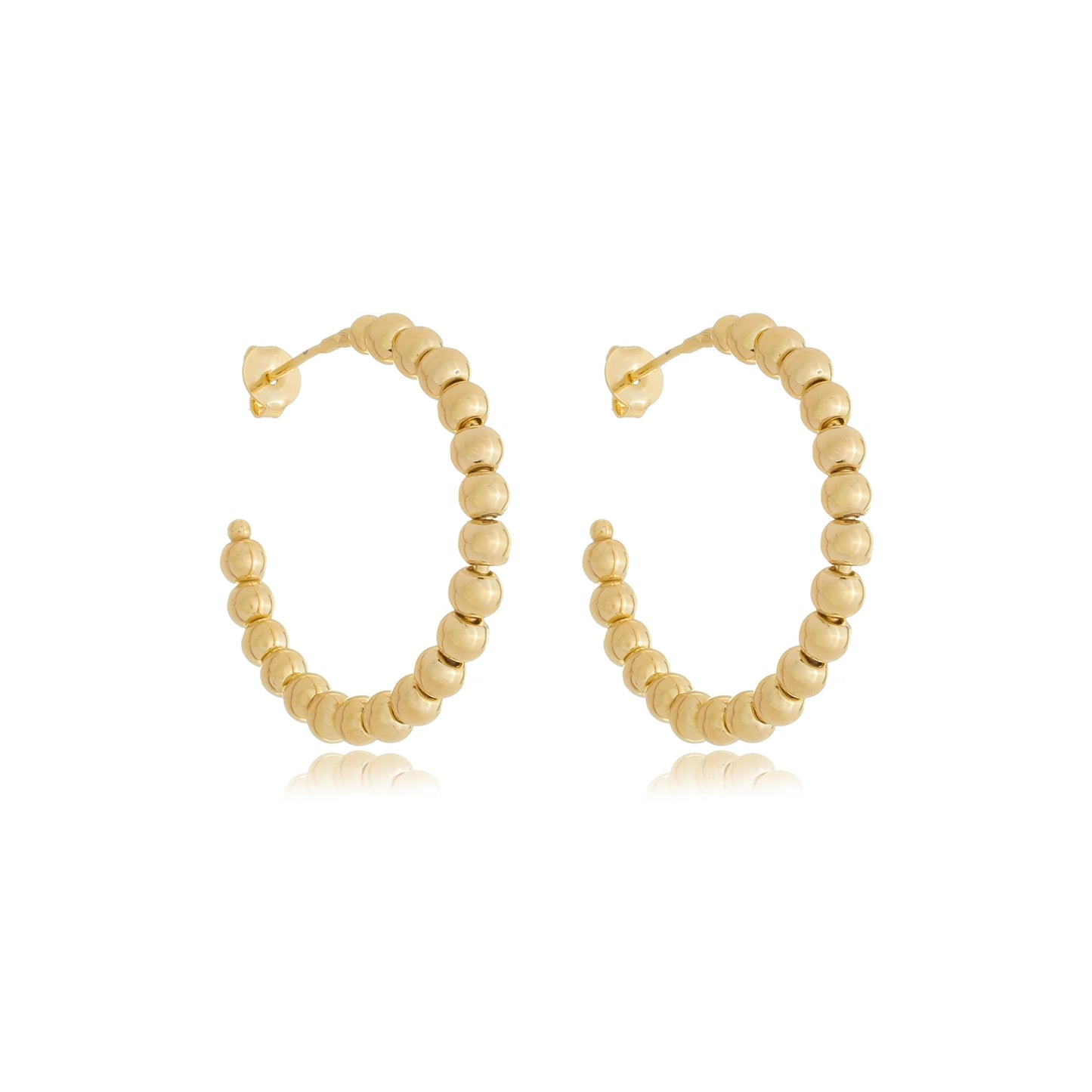 Classic Beaded Open Hoops Gold
