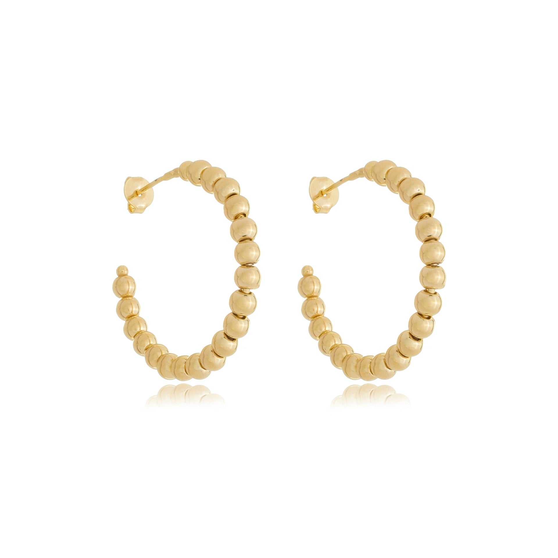 Classic Beaded Open Hoops Gold