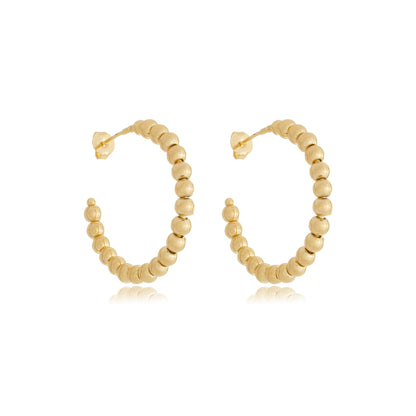 Classic Beaded Open Hoops Gold