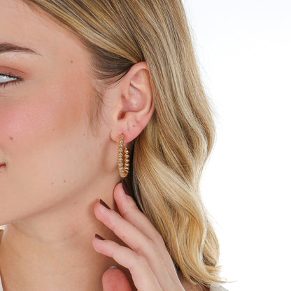 Classic Beaded Open Hoops Gold
