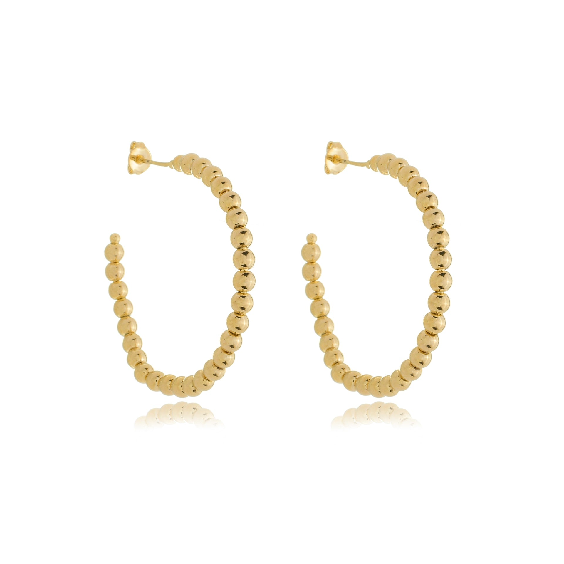 Grande Beaded Open Hoops Gold
