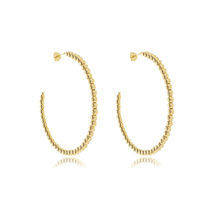 Maxi Beaded Open Hoops Gold