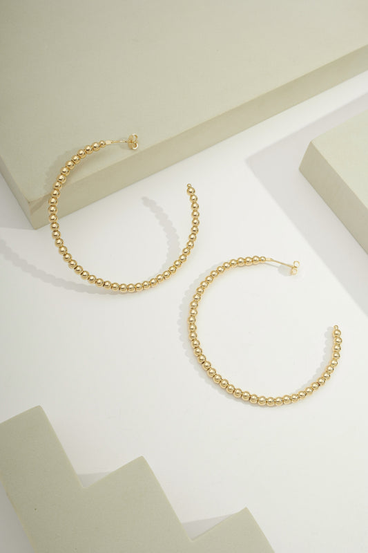 Maxi Beaded Open Hoops Gold