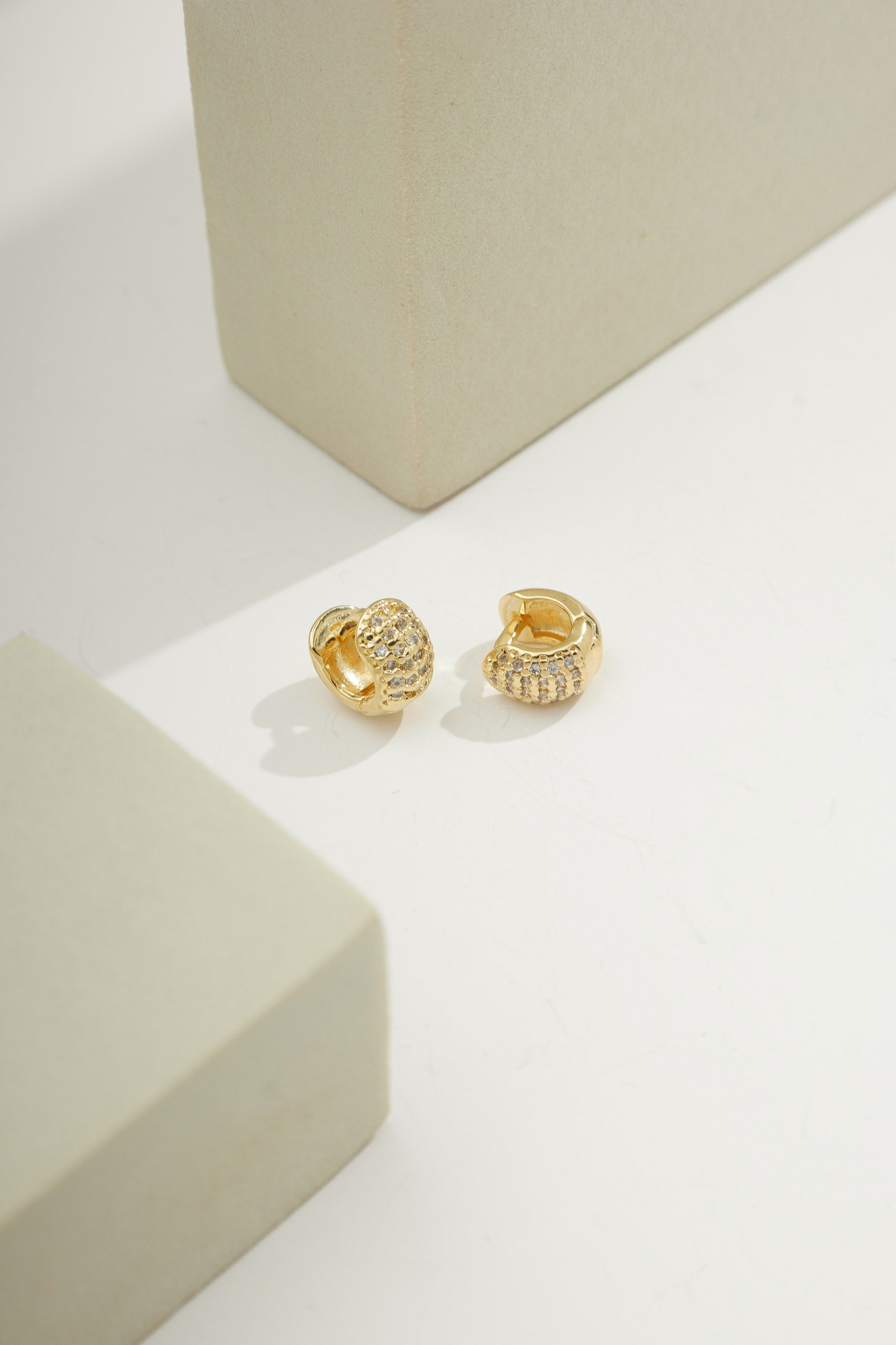 Amelie Micro-Pavé Huggies Gold