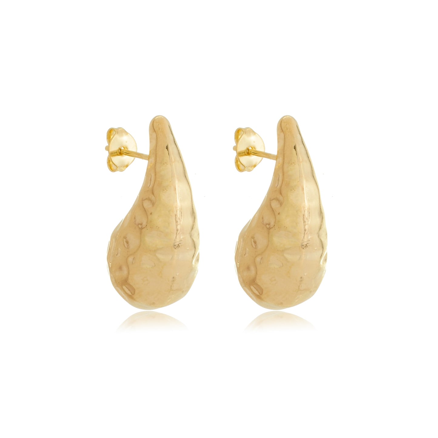 Small Hammered Teardrop Earrings Gold