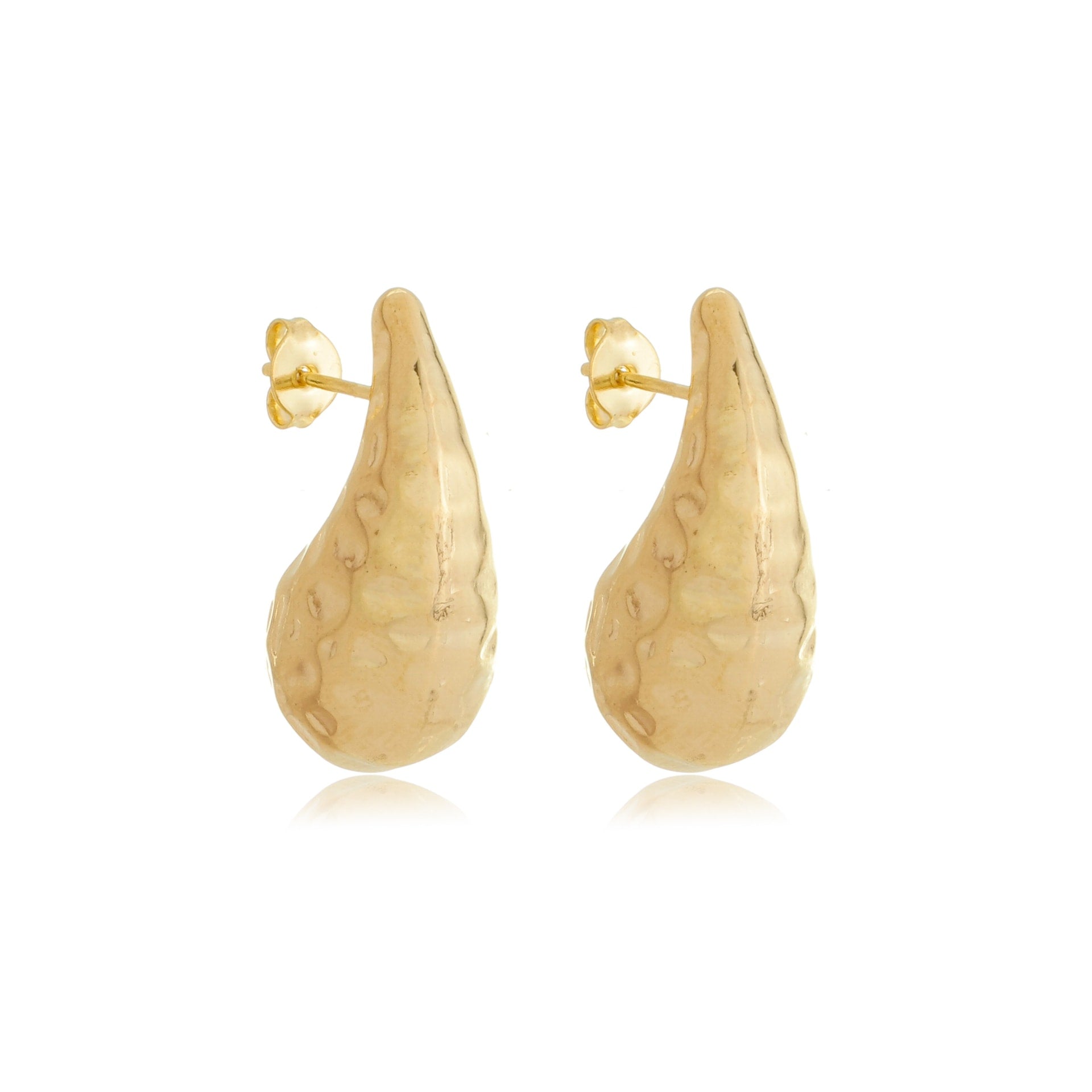 Small Hammered Teardrop Earrings Gold