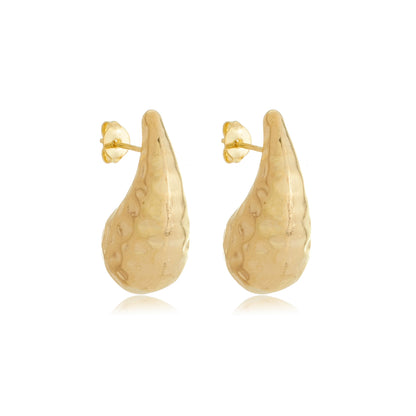Small Hammered Teardrop Earrings Gold